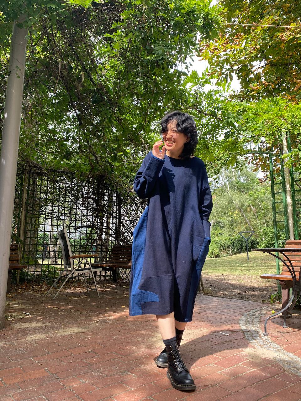 Indigo patchwork dress